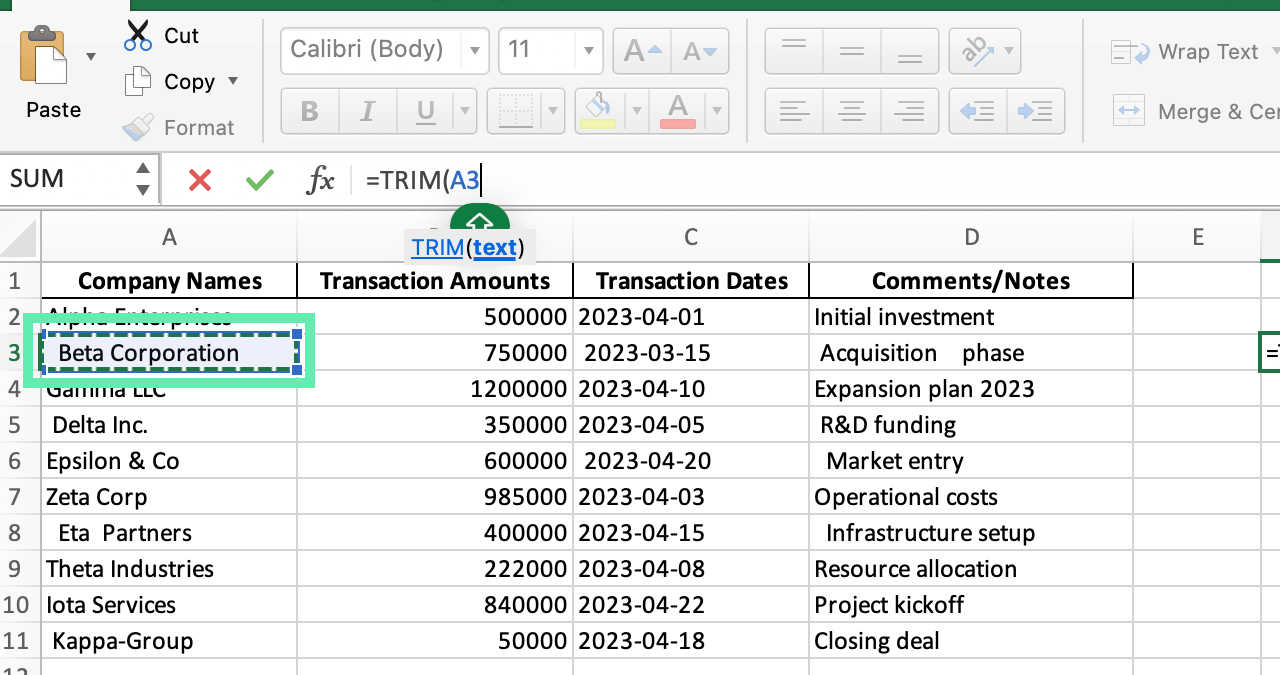 O persoană apăsând simultan tastele Alt și Enter pentru a formata un text lung într-un tabel Excel