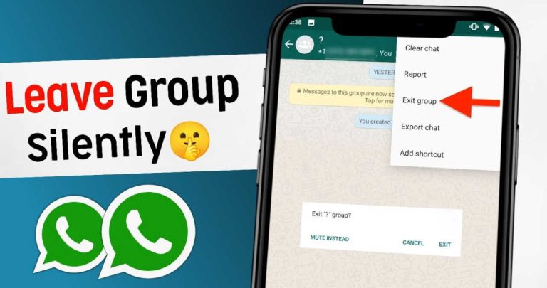 Pagina de informații a unui grup de WhatsApp evidențiind apăsarea butonului de părăsire a conversației