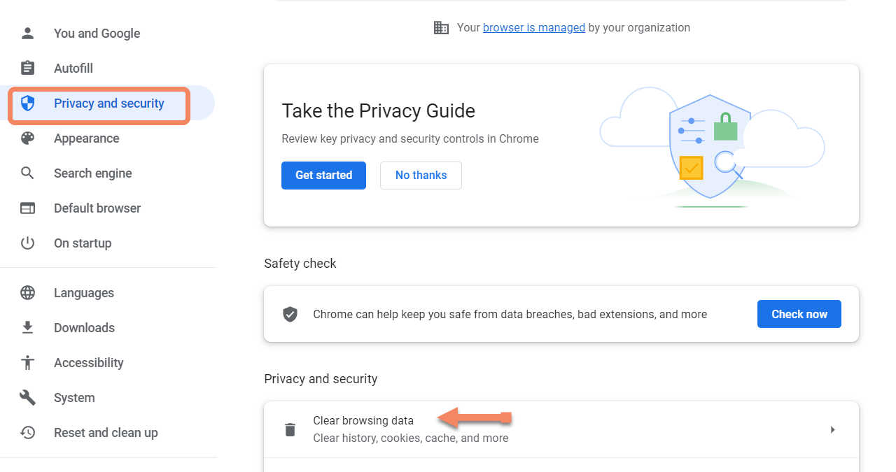 Meniul de ștergere a datelor de navigare din Google Chrome cu opțiunea intervalului Dintotdeauna selectată
