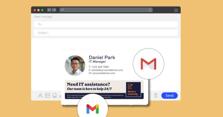 Meniul de setări generale din Gmail subliniind opțiunea de creare a unei semnături digitale noi
