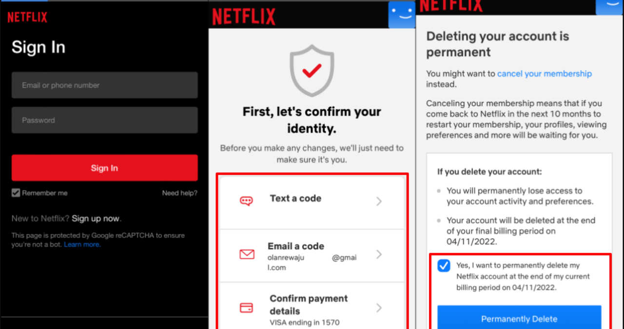 un monitor de laptop pe care este deschis meniul netflix cu butonul de anulare abonament evidentiat