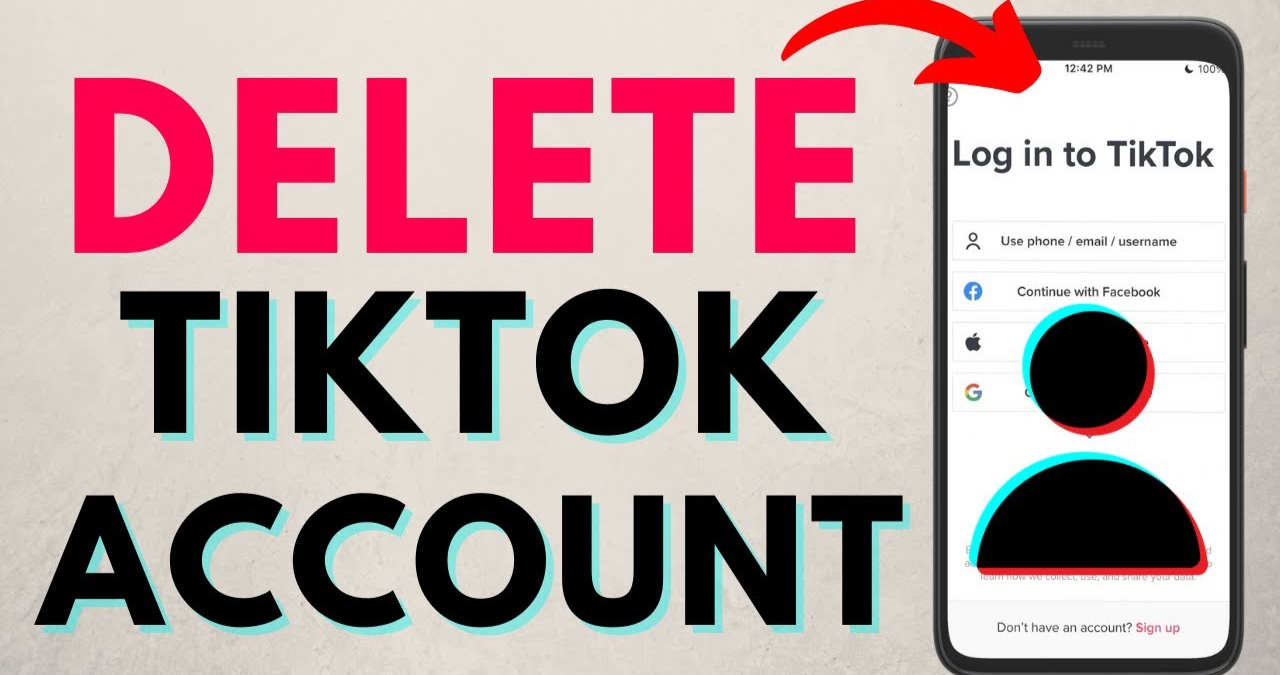 un ecran de smartphone afisand meniul gestioneaza contul din aplicatia tiktok cu optiunea de stergere